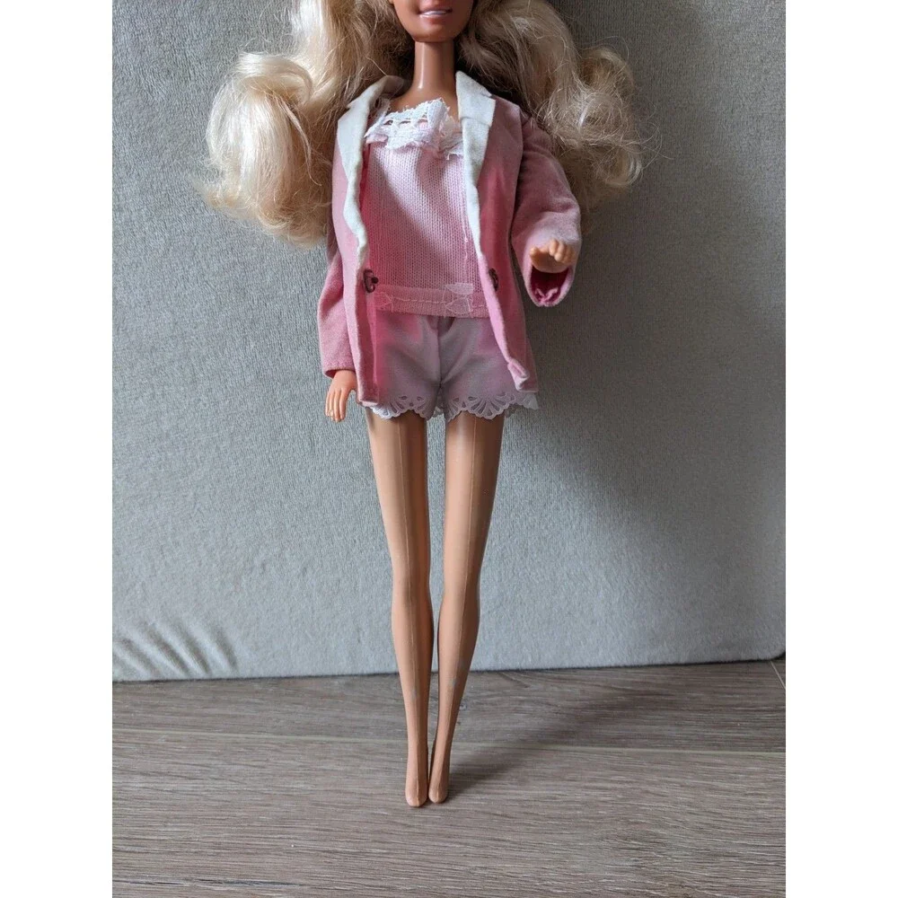 Vintage Day to Night Barbie Fashion Doll 1984 7929 Pink Coat PJ Hat Lace NO DOLL